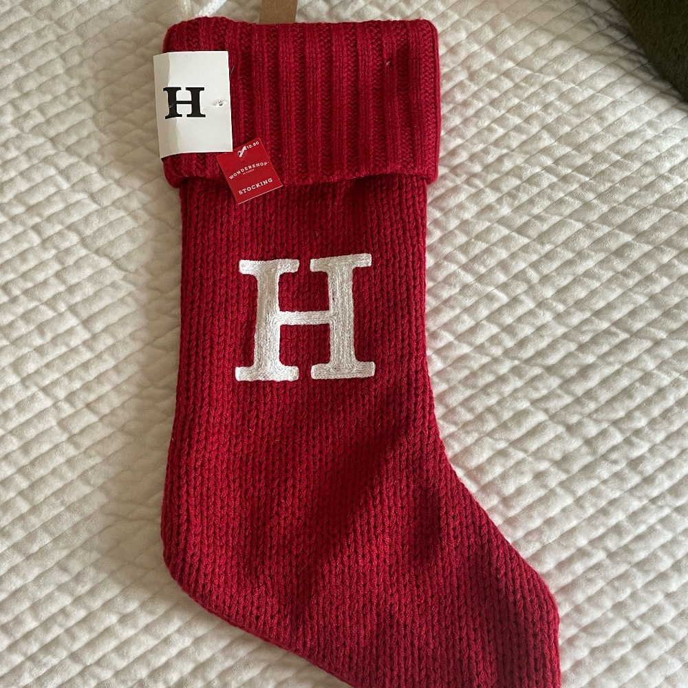 TARGET WONDERSHOP MONOGRAM "H" CHRISTMAS SWEATER STOCKING